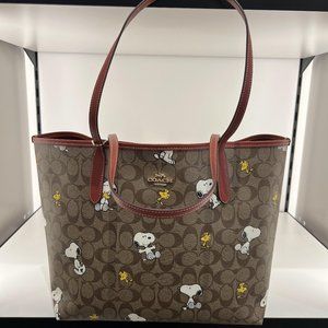 Coach Brown Snoopy Tote Bag